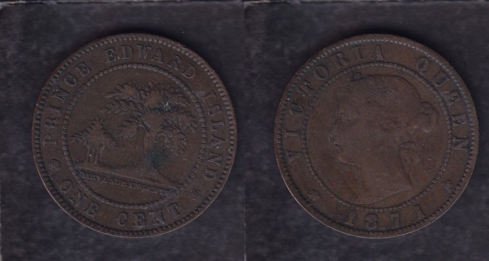 1871 CANADA PRINCE EDWARD ISLAND 0.01$ CENT COIN photo