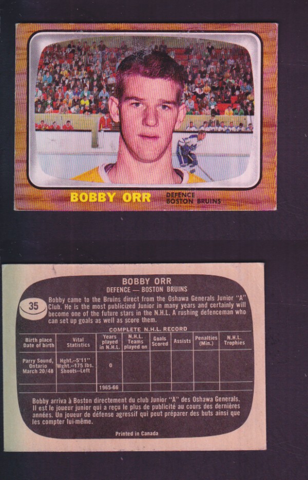 1966-67 TOPPS BOBBY ORR #35 ROOKIE CARD photo