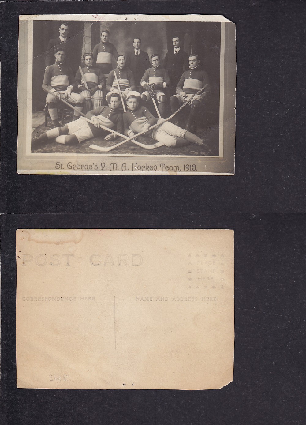 1913 HOCKEY TEAM POST CARD photo