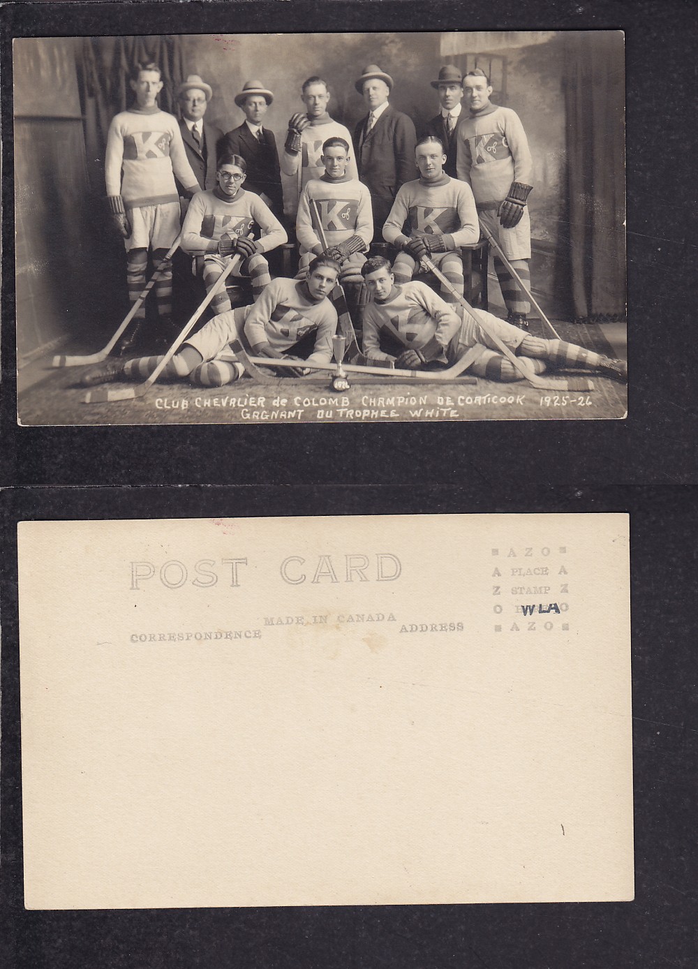 1925-26 COATICOOK HOCKEY TEAM POST CARD photo