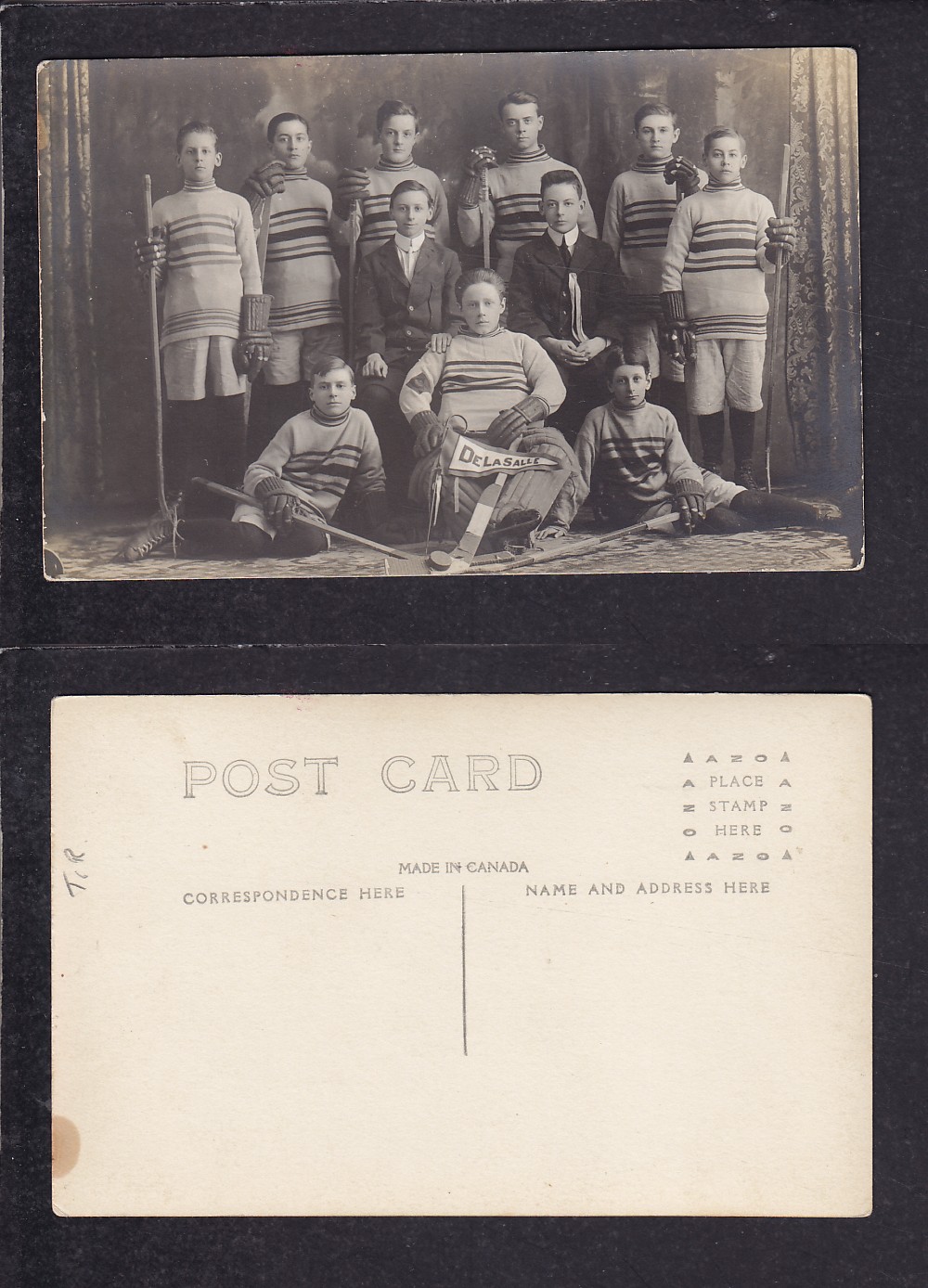 1900'S DE LASALLE HOCKEY TEAM POST CARD photo