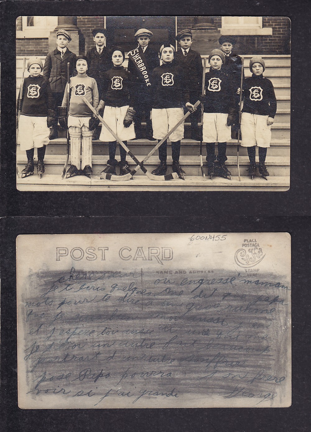 1900'S SHERBROOKE HOCKEY TEAM POST CARD photo