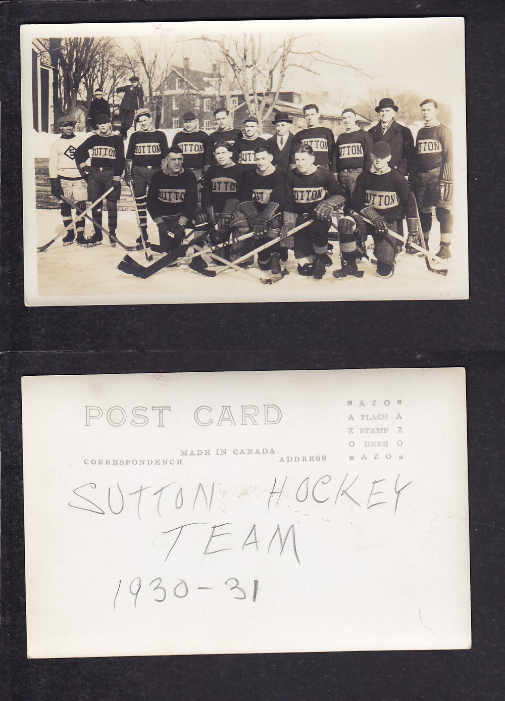 1930-31 SUTTON HOCKEY TEAM POST CARD photo