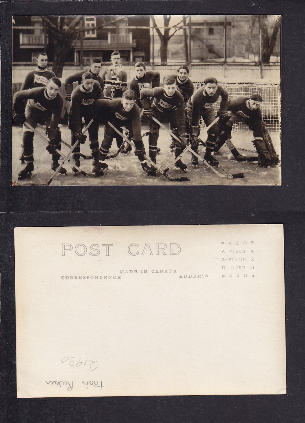 1920'S TROIS RIVIERES HOCKEY TEAM POST CARD photo
