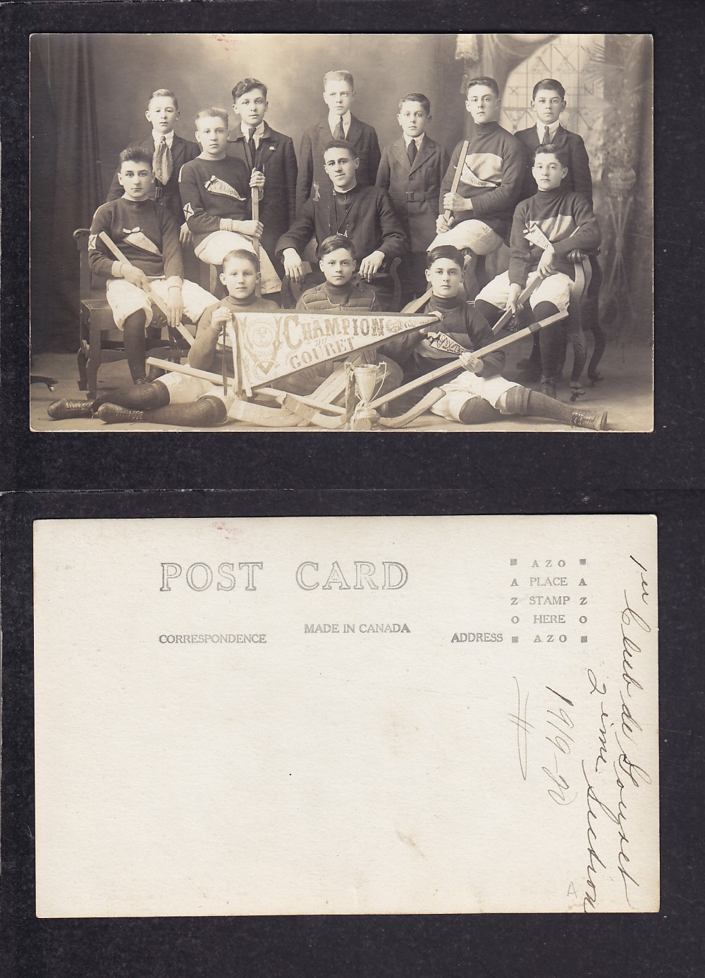 1919-20 QUEBEC HOCKEY TEAM POST CARD photo