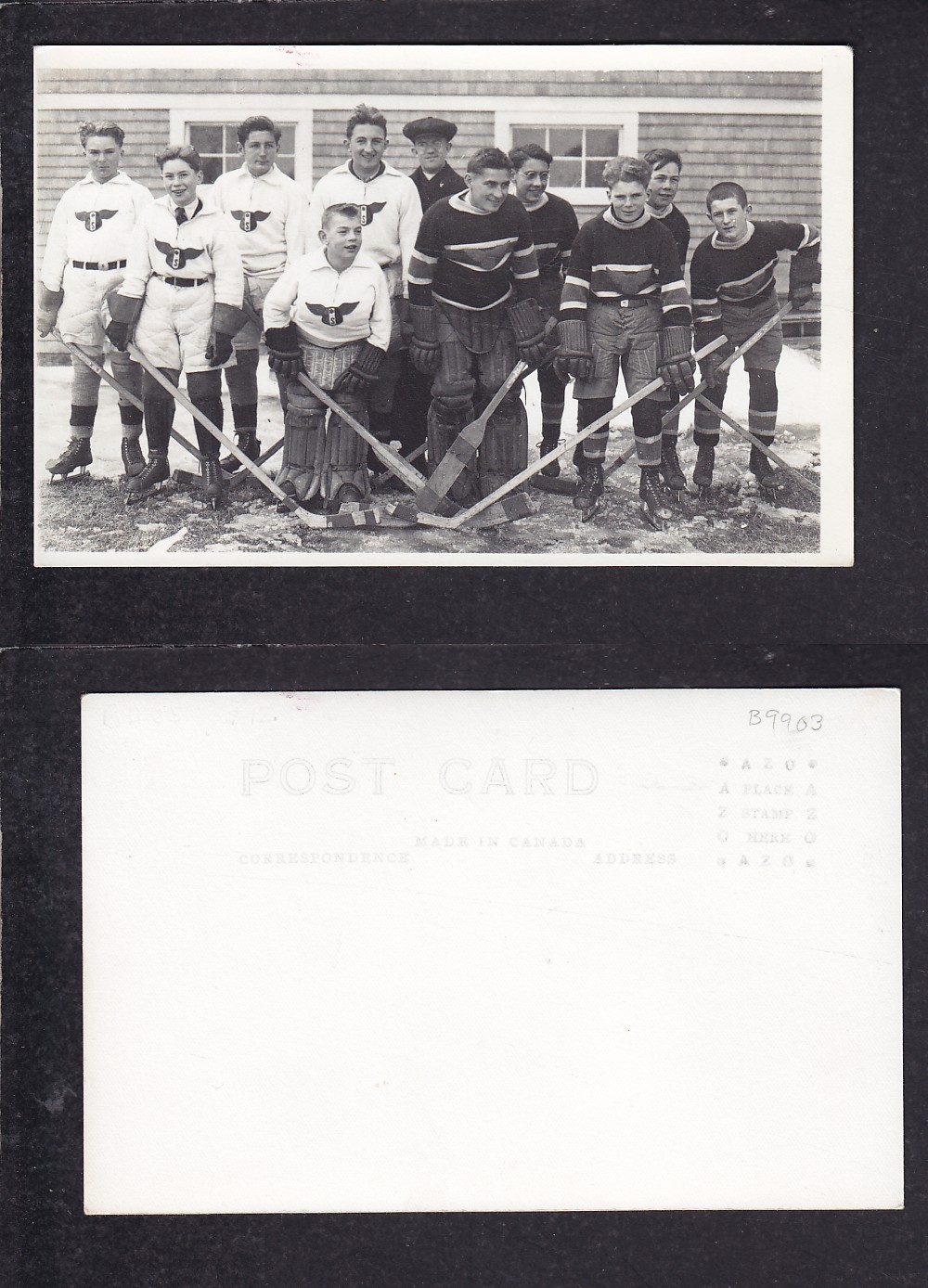 1920'S HOCKEY TEAM POST CARD photo
