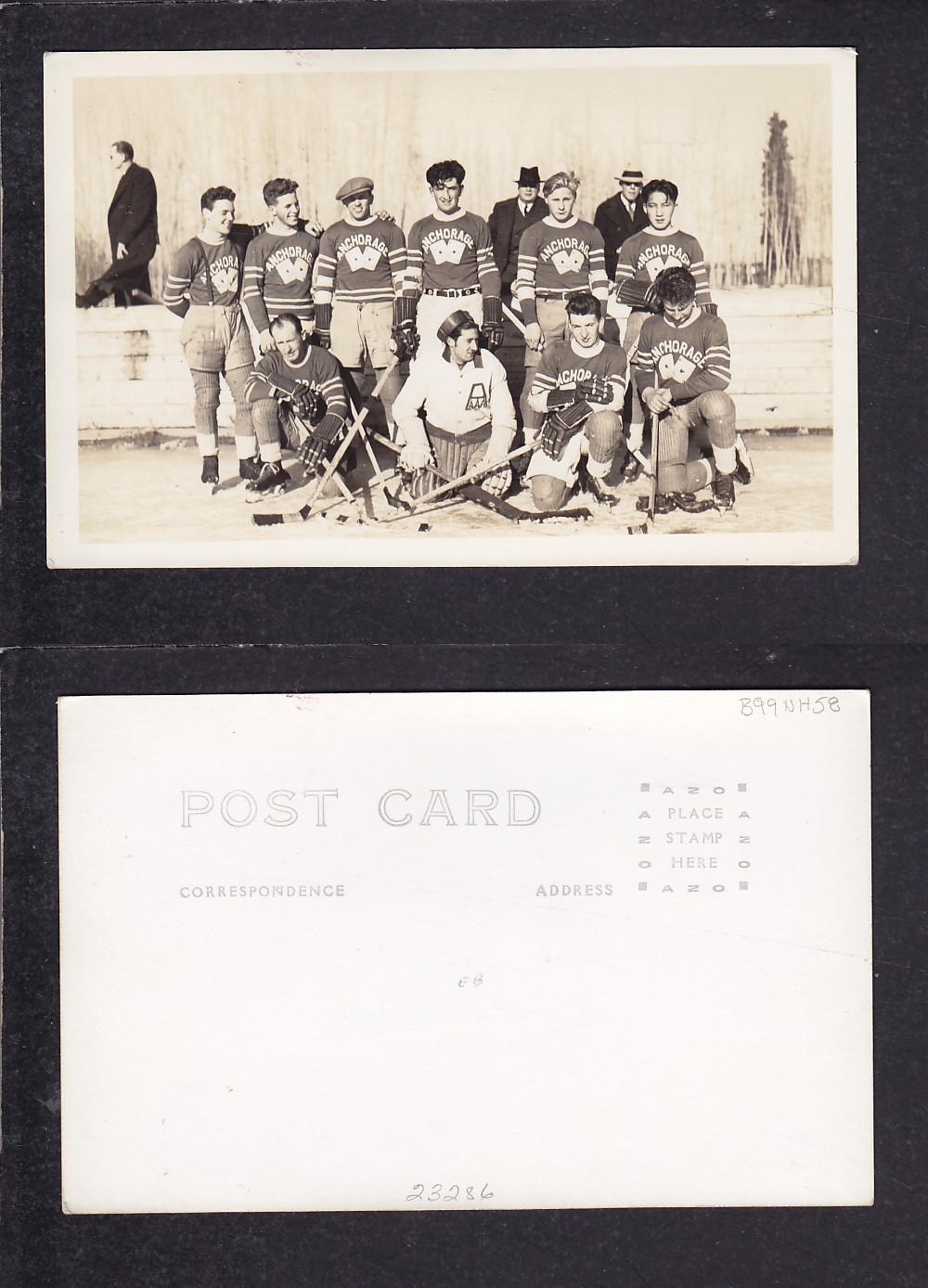 1920'S ANCHORAGE HOCKEY TEAM POST CARD photo