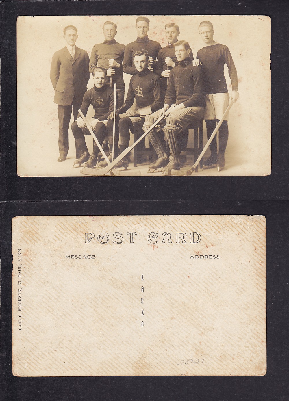 1900'S ST. PAUL HOCKEY TEAM POST CARD photo