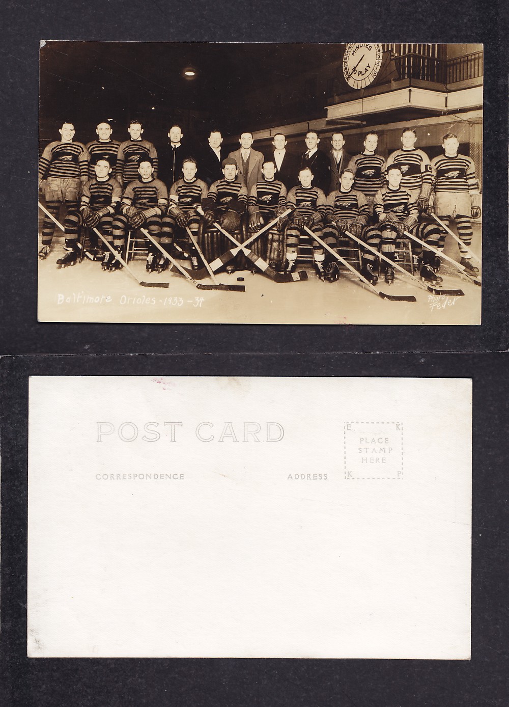1920'S BALTIMORE ORIOLES HOCKEY TEAM POST CARD photo