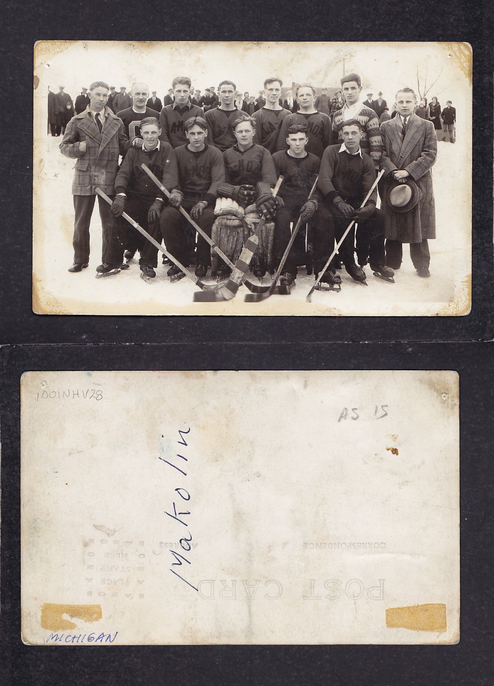 1920'S MAKOLIN HOCKEY TEAM POST CARD photo