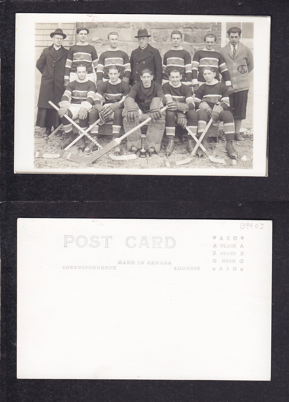 1920'S HOCKEY TEAM POST CARD photo