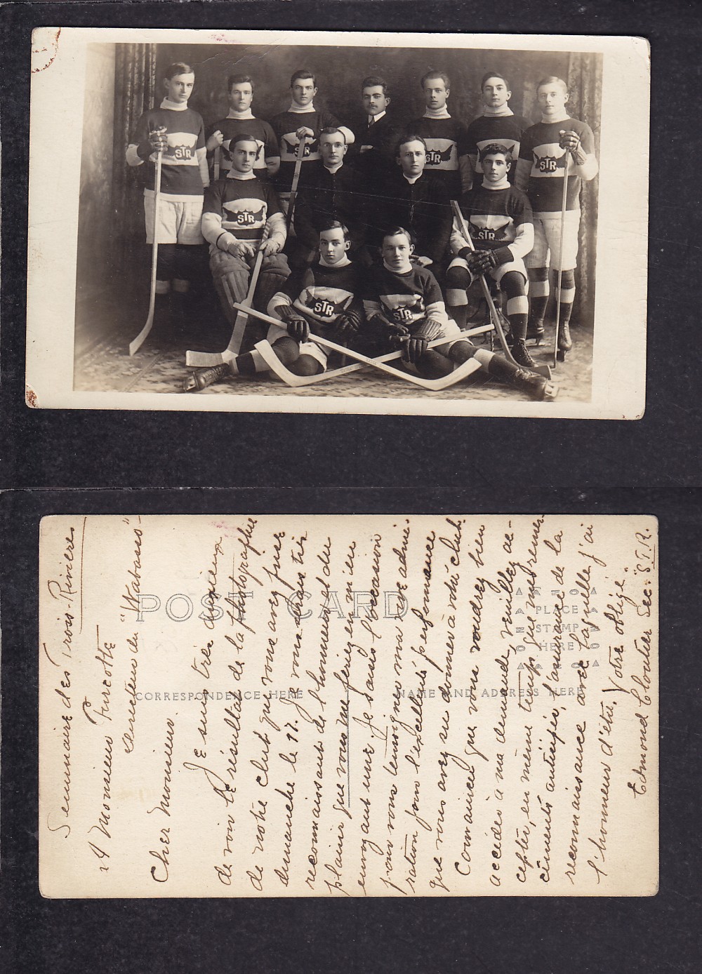 1900'S HOCKEY TEAM POST CARD photo
