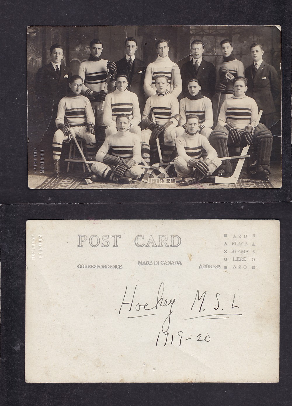 1919-20 MONTREAL HOCKEY TEAM POST CARD photo