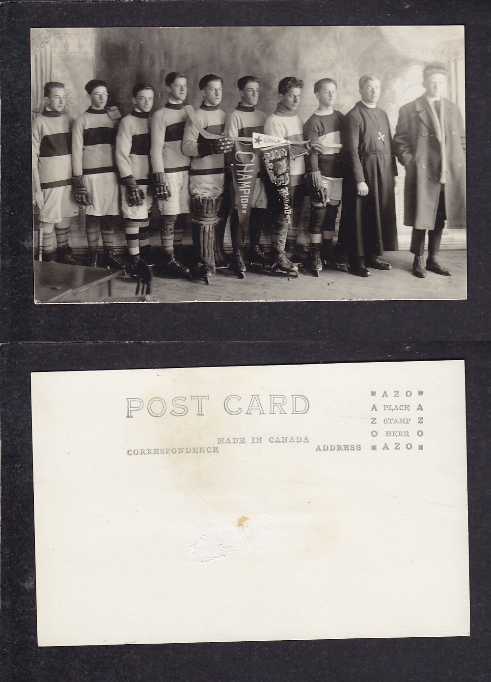 1910'S LOYOLA HOCKEY TEAM POST CARD photo