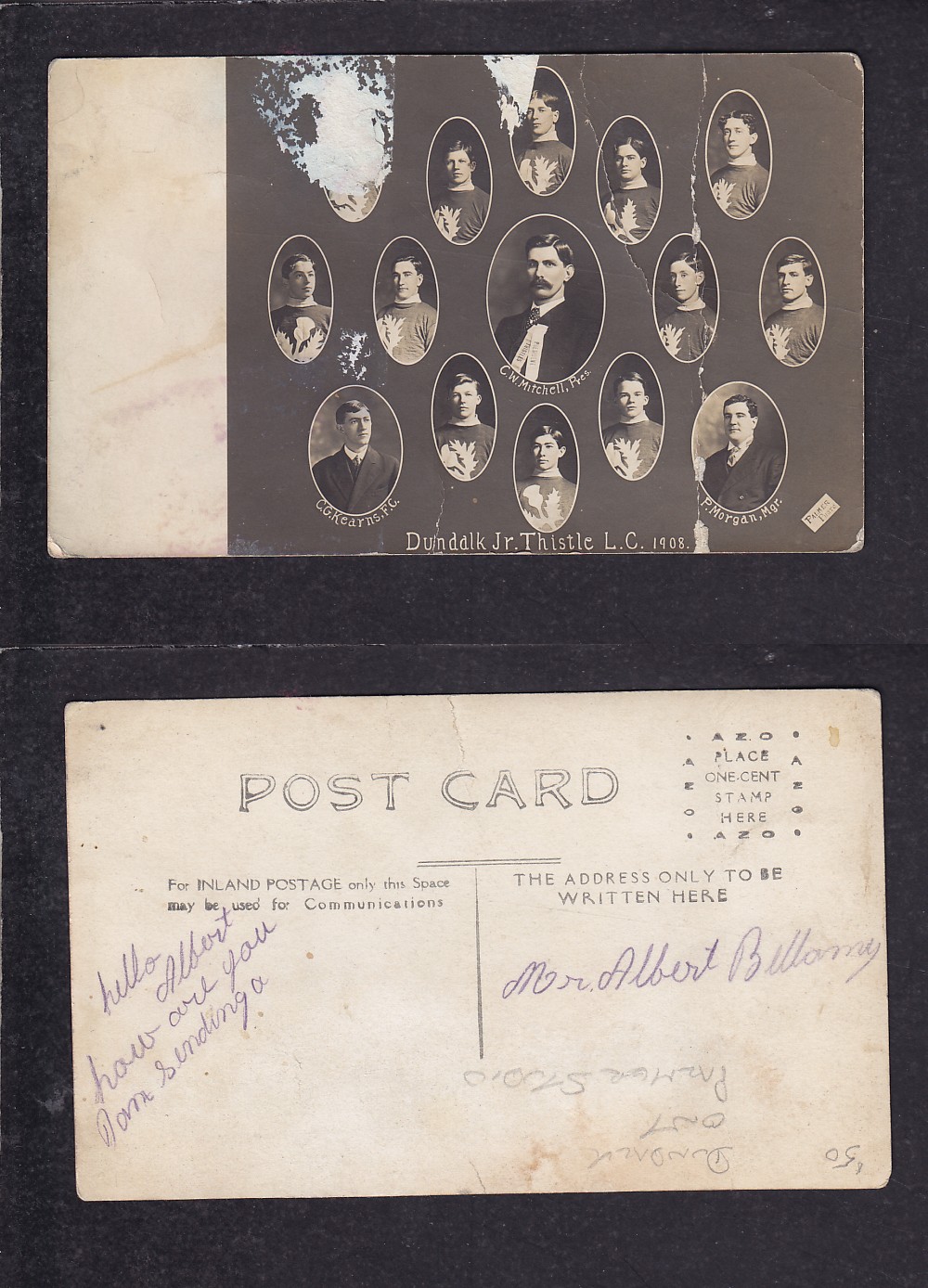 1908 DUNDDLK  JR. THISTLE HOCKEY TEAM POST CARD photo