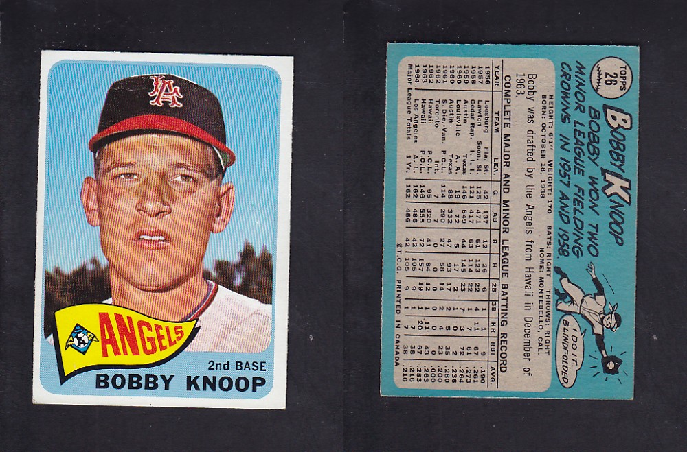 1965 O-PEE-CHEE BASEBALL CARD #26 B. KNOOP photo