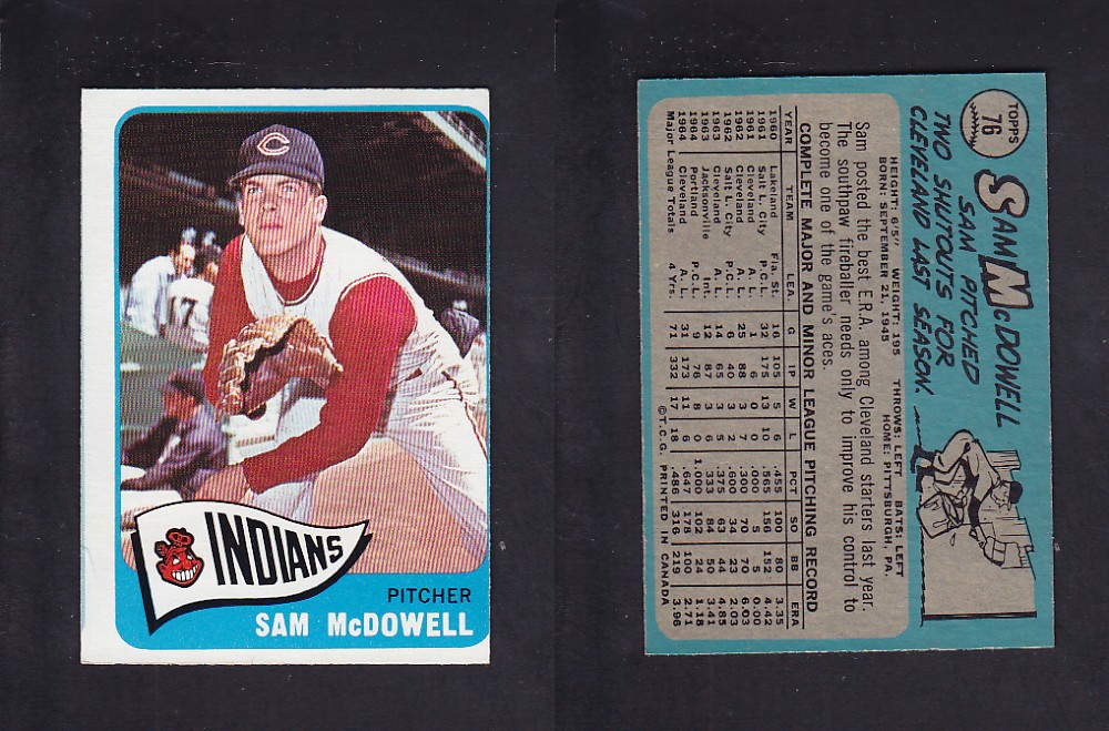 1965 O-PEE-CHEE BASEBALL CARD #76 S. MCDOWELL photo