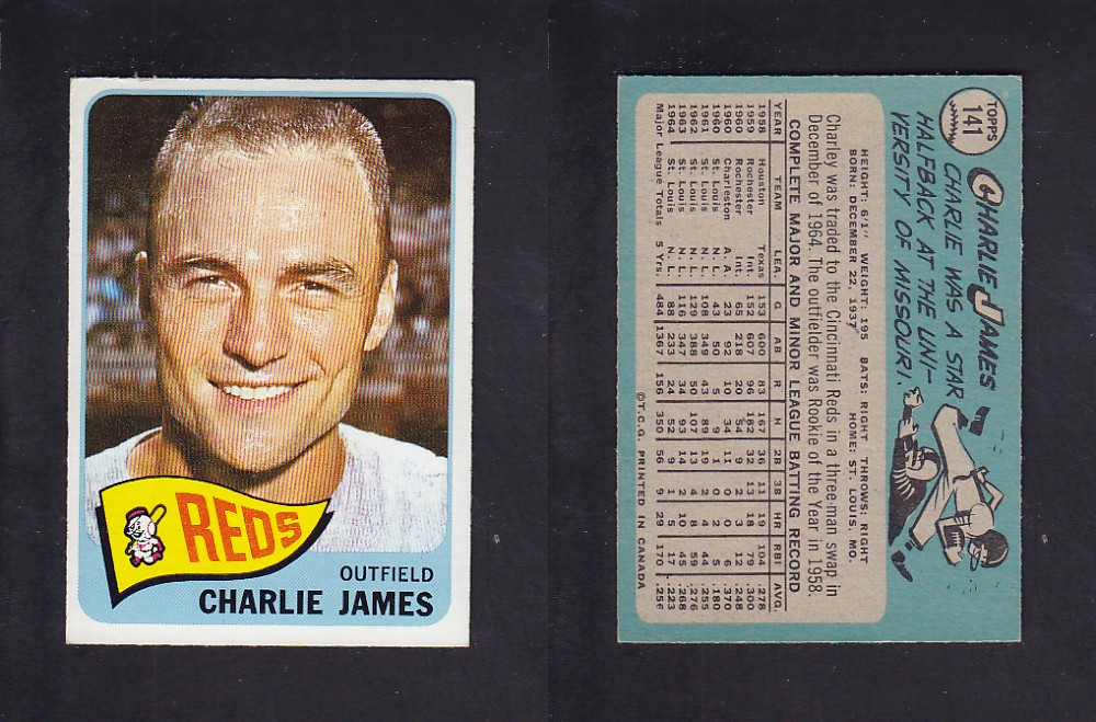 1965 O-PEE-CHEE BASEBALL CARD #141 C. JAMES photo