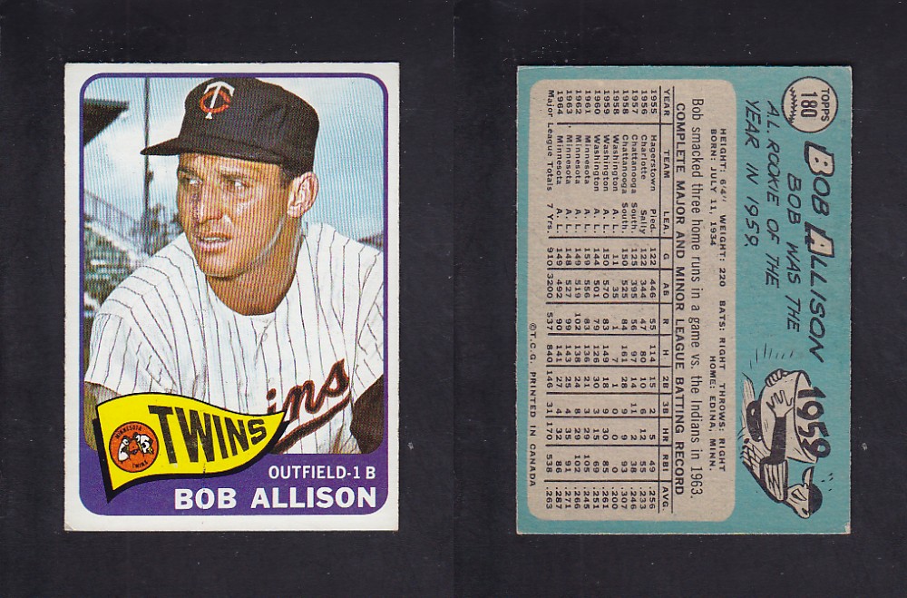 1965 O-PEE-CHEE BASEBALL CARD #180 B. ALLISON photo