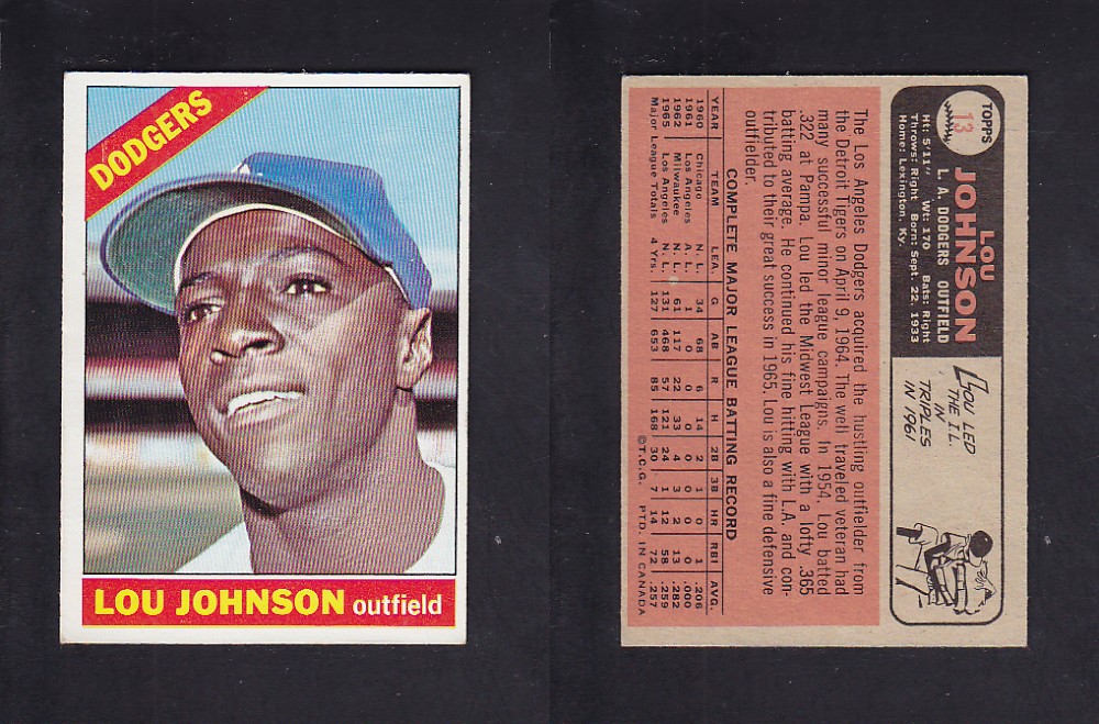 1966 O-PEE-CHEE BASEBALL CARD #13 L. JOHNSON photo