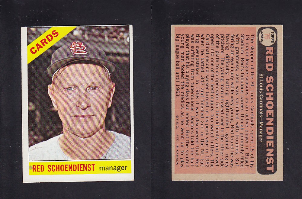 1966 O-PEE-CHEE BASEBALL CARD #76 R. SCHOENDIENST photo