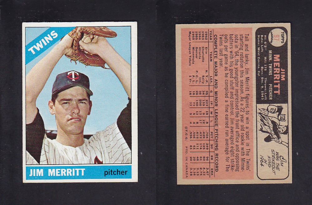 1966 O-PEE-CHEE BASEBALL CARD #97 J. MERRITT photo