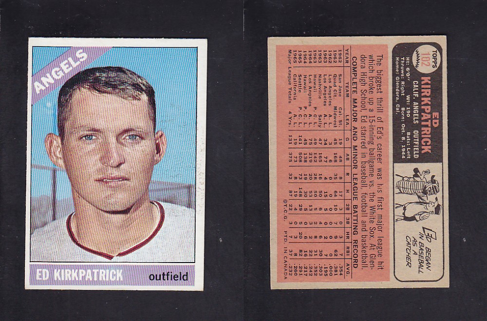 1966 O-PEE-CHEE BASEBALL CARD #102 E. KIRKPATRICK photo