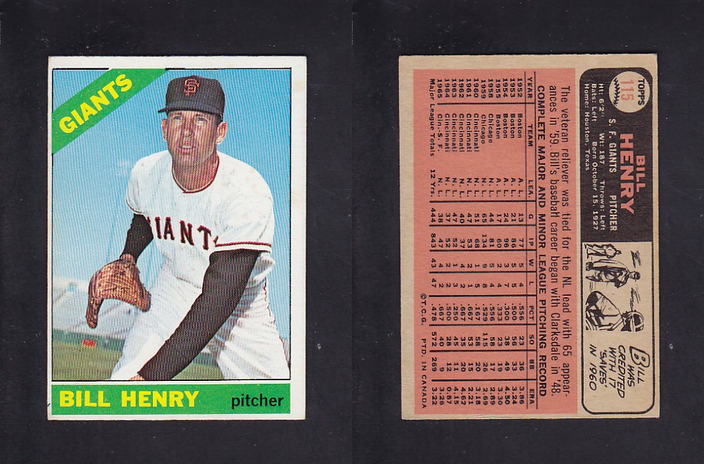 1966 O-PEE-CHEE BASEBALL CARD #115 B. HENRY photo