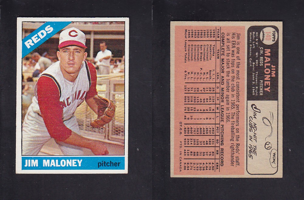 1966 O-PEE-CHEE BASEBALL CARD #140 J. MALONEY photo