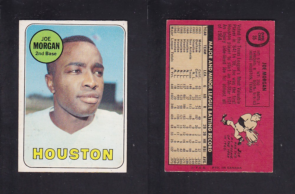 1969 O-PEE-CHEE BASEBALL CARD #35 J. MORGAN photo