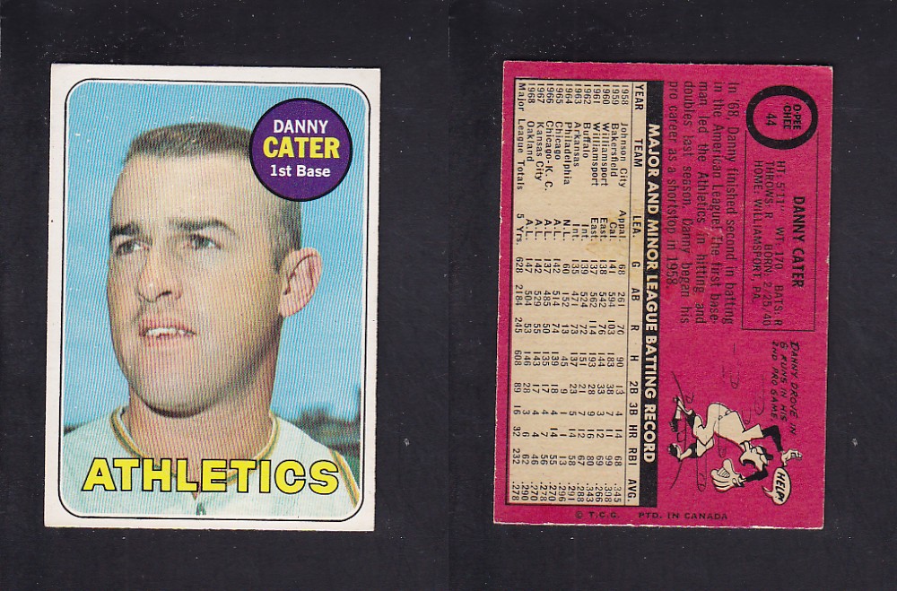 1969 O-PEE-CHEE BASEBALL CARD #44 D. CATER photo