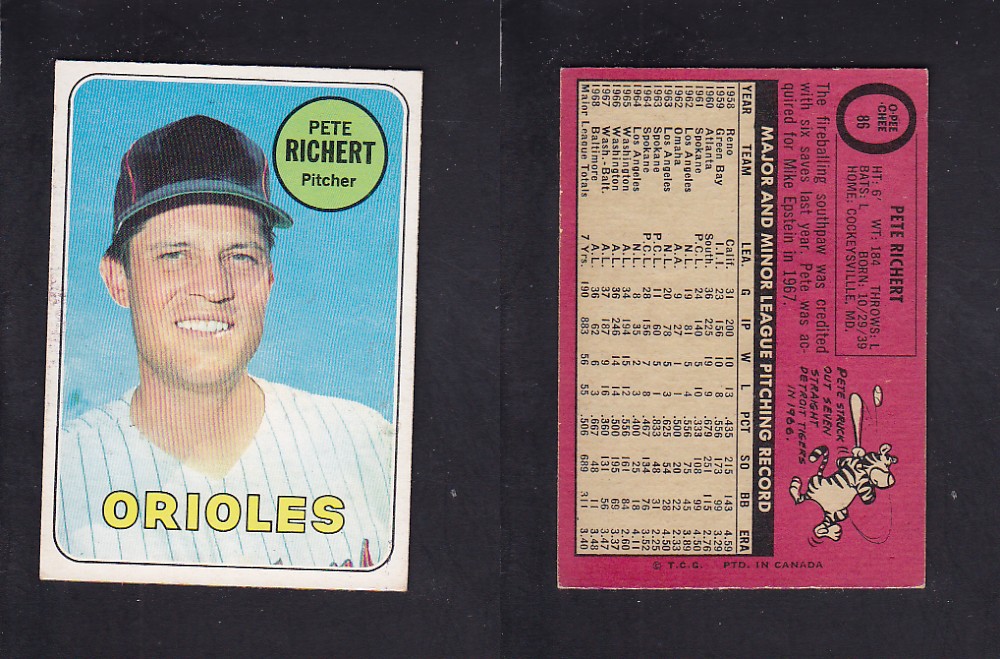 1969 O-PEE-CHEE BASEBALL CARD #86  P. RICHERT photo