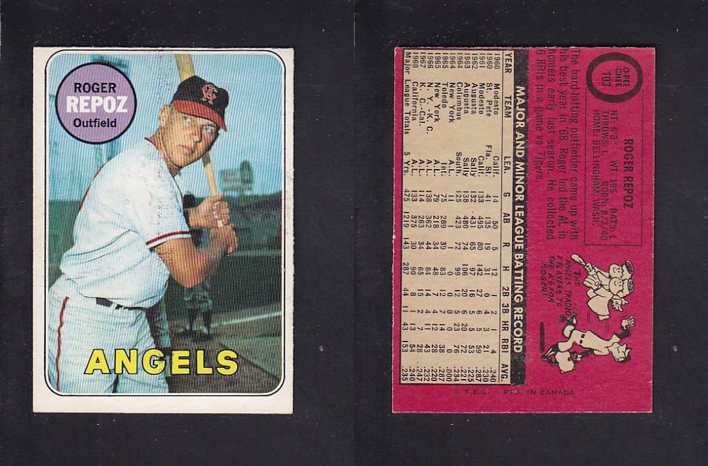 1969 O-PEE-CHEE BASEBALL CARD #103 R. REPOZ photo