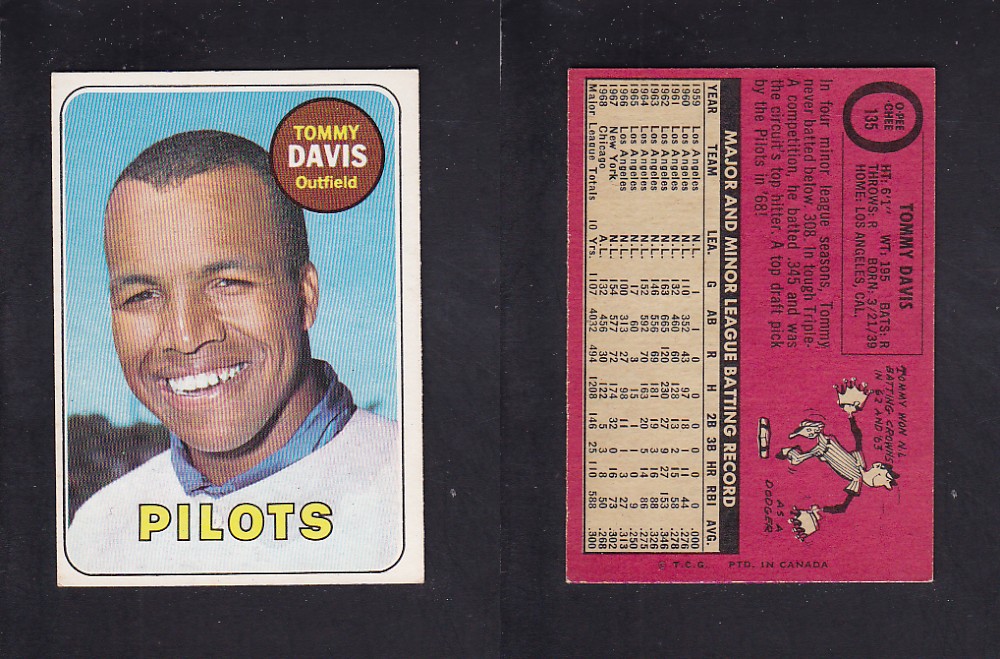 1969 O-PEE-CHEE BASEBALL CARD #135 T. DAVIS photo