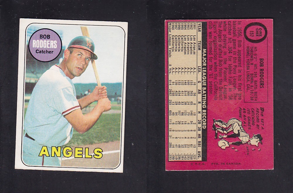 1969 O-PEE-CHEE BASEBALL CARD #157 B. RODGERS photo