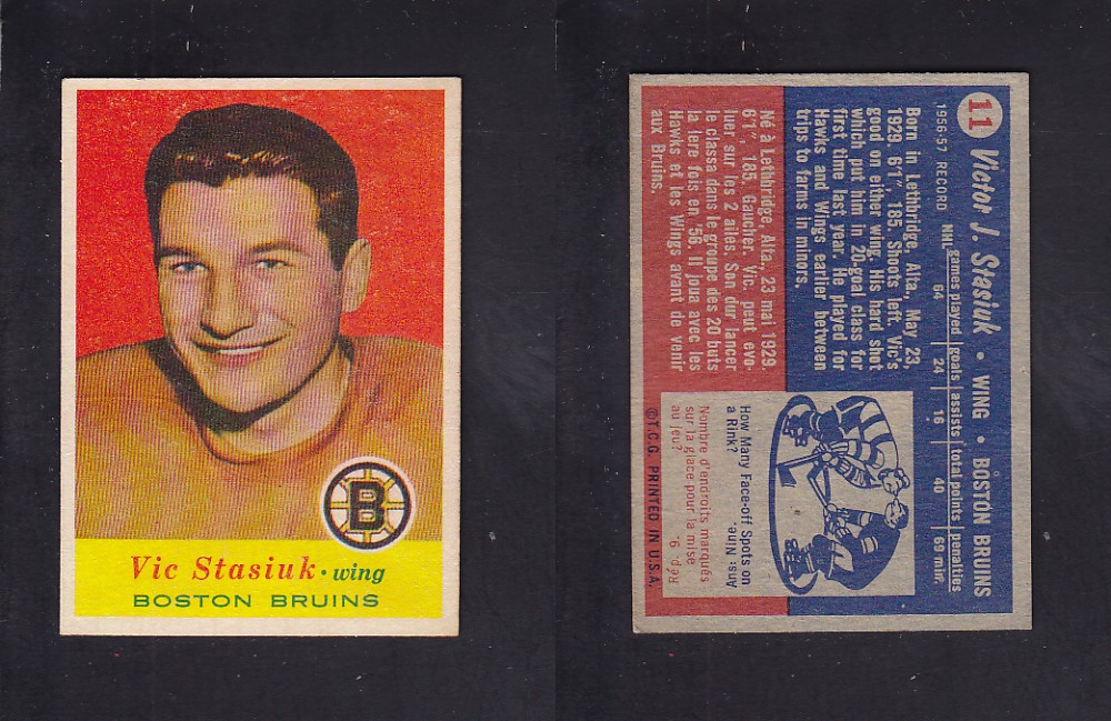 1957-58 TOPPS HOCKEY CARD #11 V. STASIUK photo