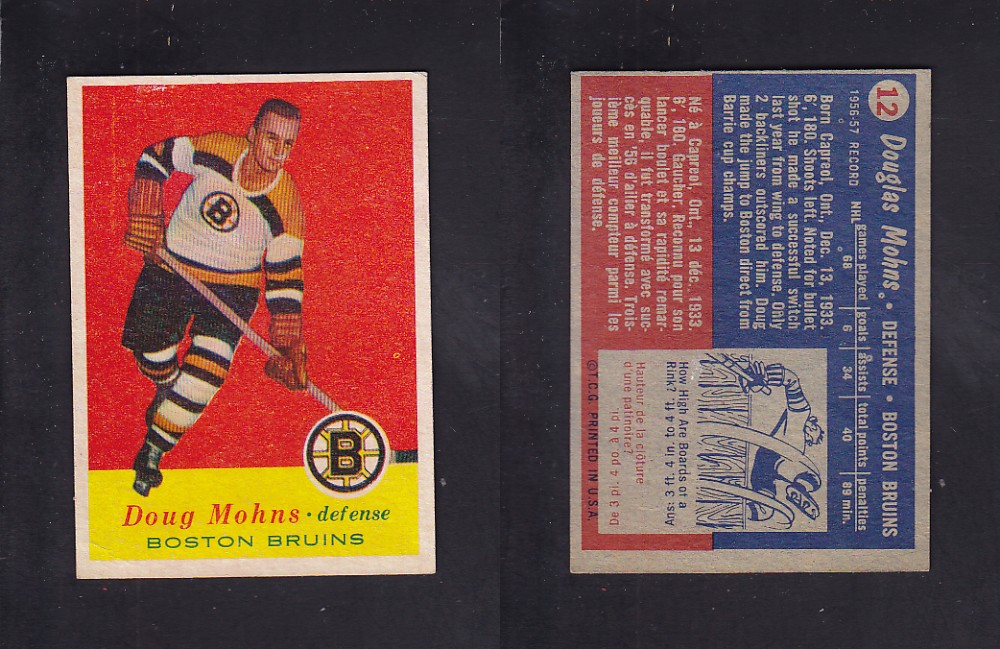 1957-58 TOPPS HOCKEY CARD #12 D. MOHNS photo