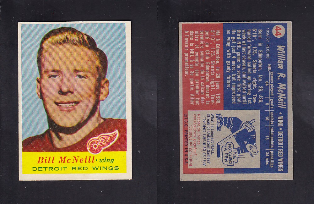 1957-58 TOPPS HOCKEY CARD #44 B. MCNEIL photo