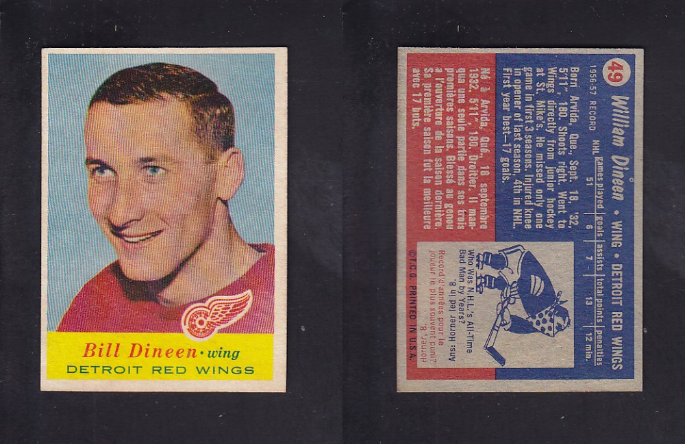 1957-58 TOPPS HOCKEY CARD #49 B. DINEEN photo