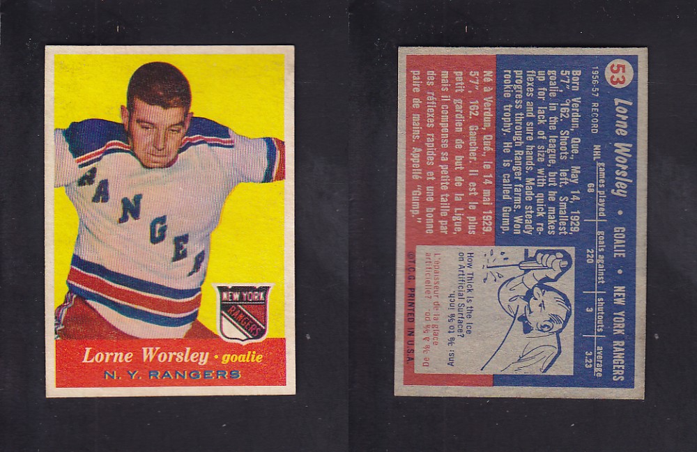 1957-58 TOPPS HOCKEY CARD #53 L. WORSLEY photo