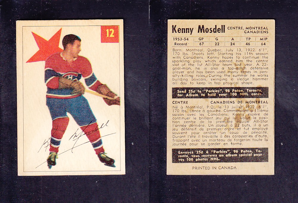 1954-55 PARKHURST HOCKEY CARD #12 K. MOSDELL photo