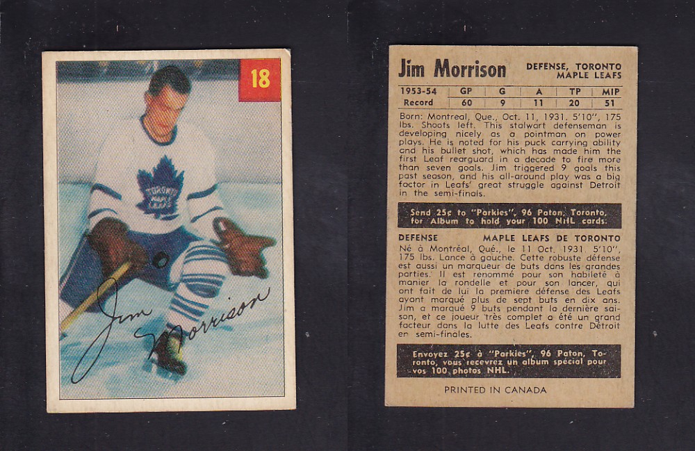 1954-55 PARKHURST HOCKEY CARD #18 J. MORRISON photo