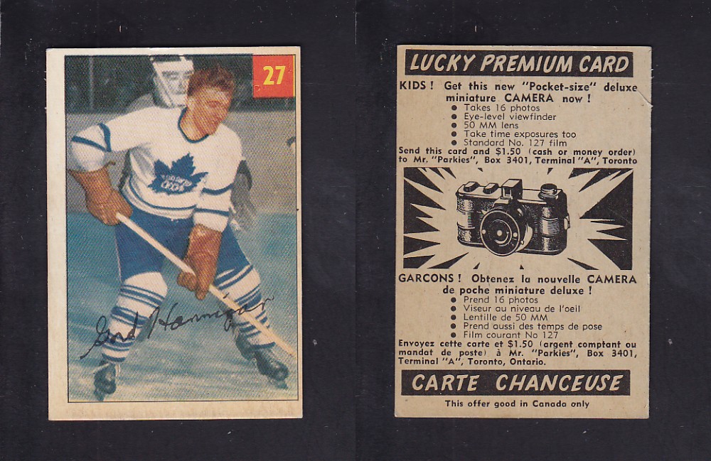 1954-55 PARKHURST HOCKEY CARD #27 G. HANNIGAN photo