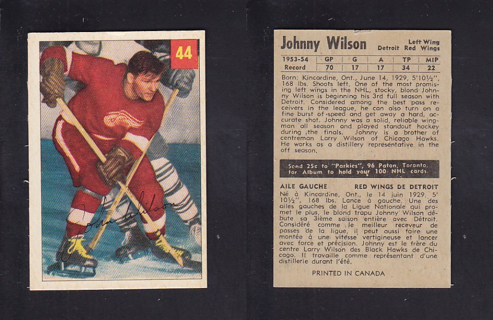 1954-55 PARKHURST HOCKEY CARD #44 J. WILSON photo