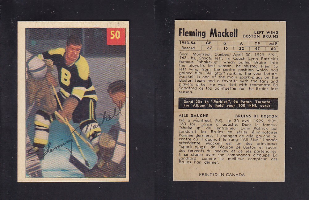 1954-55 PARKHURST HOCKEY CARD #50 F. MACKELL photo