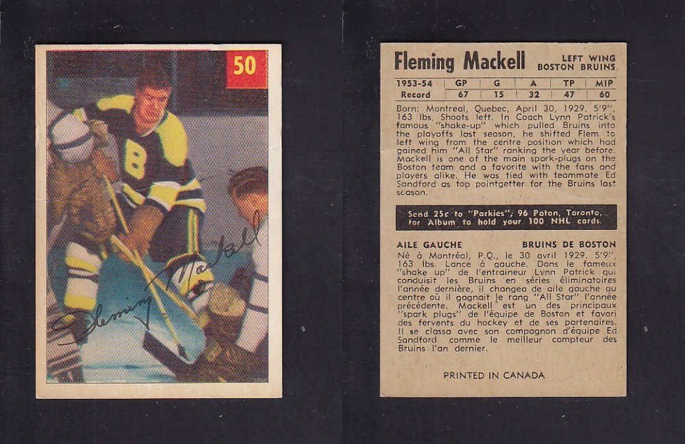 1954-55 PARKHURST HOCKEY CARD #50 F. MACKELL photo