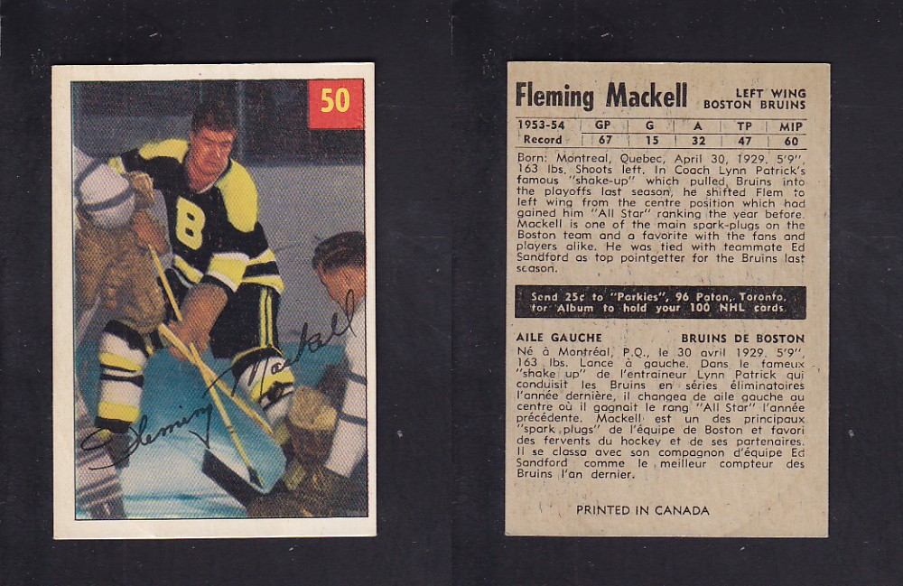 1954-55 PARKHURST HOCKEY CARD #50 F. MACKELL photo