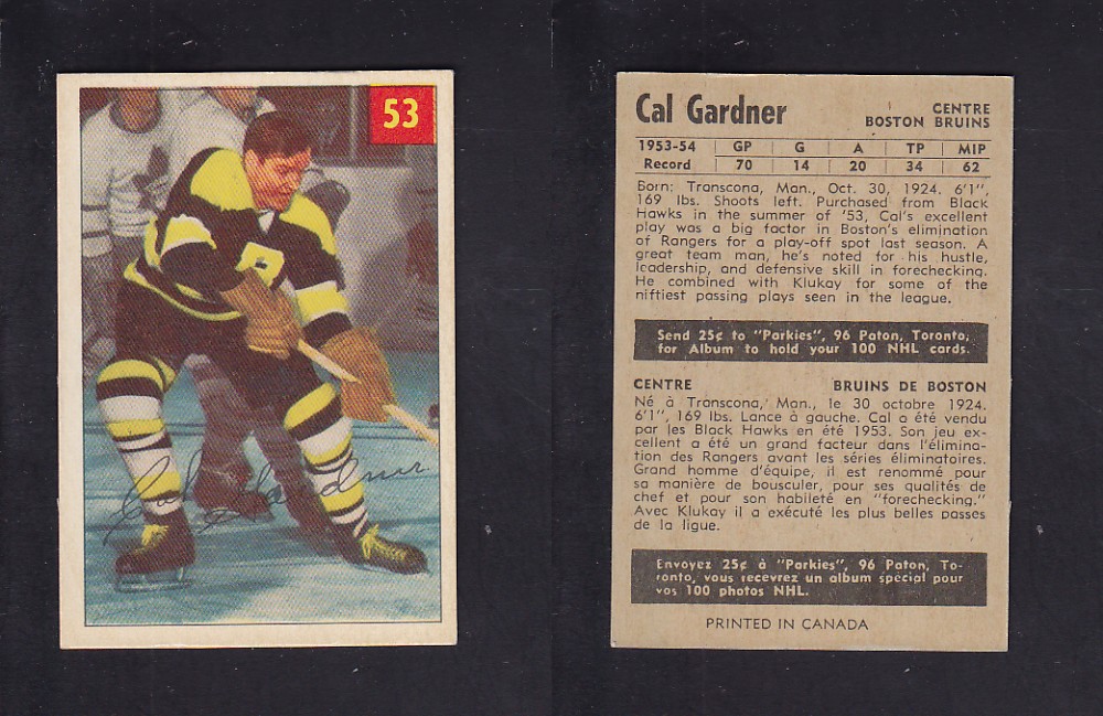 1954-55 PARKHURST HOCKEY CARD #53 C. GARDNER photo