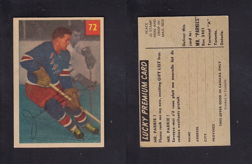 1954-55 PARKHURST HOCKEY CARD #72 J. EVANS photo