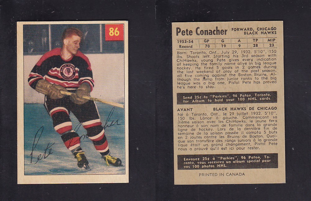 1954-55 PARKHURST HOCKEY CARD #86 P. CONACHER photo